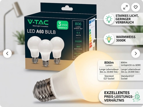 6xled glühbirne e27 85w a60 - 6xled,