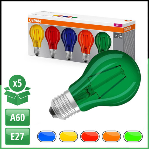 Osram e27 a60 farbige led - 5x,